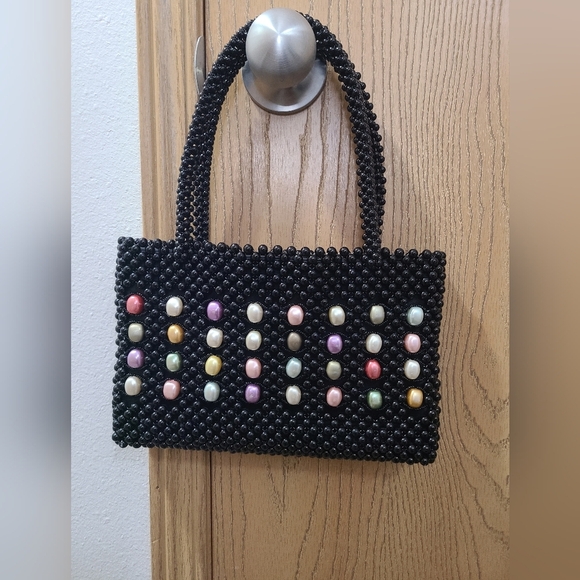 Handbags - Vintage Kitsch Granny Cottagecore Acrylic Beaded Handbag Purse